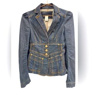 Marc Jacobs Dark Blue Jean Jacket with Gold Stitching